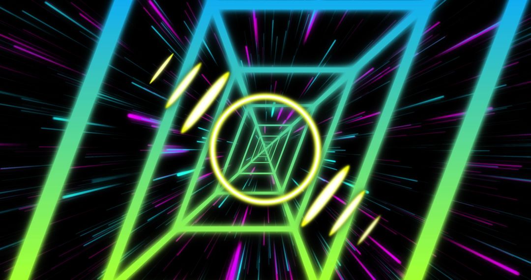 Neon Cyber Tunnel with Luminescent Energy Patterns