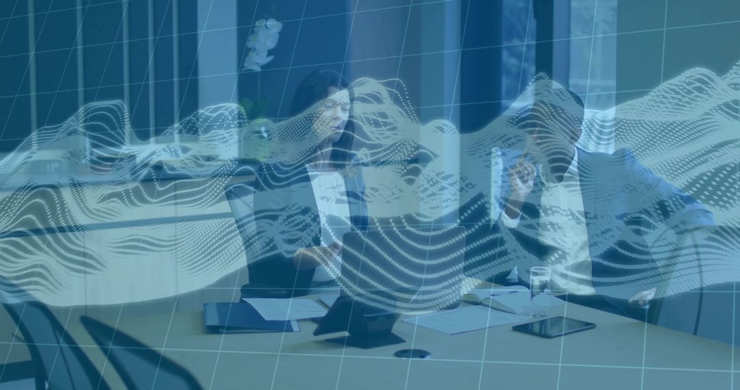 Business Strategy Meeting with Data Innovation Overlay