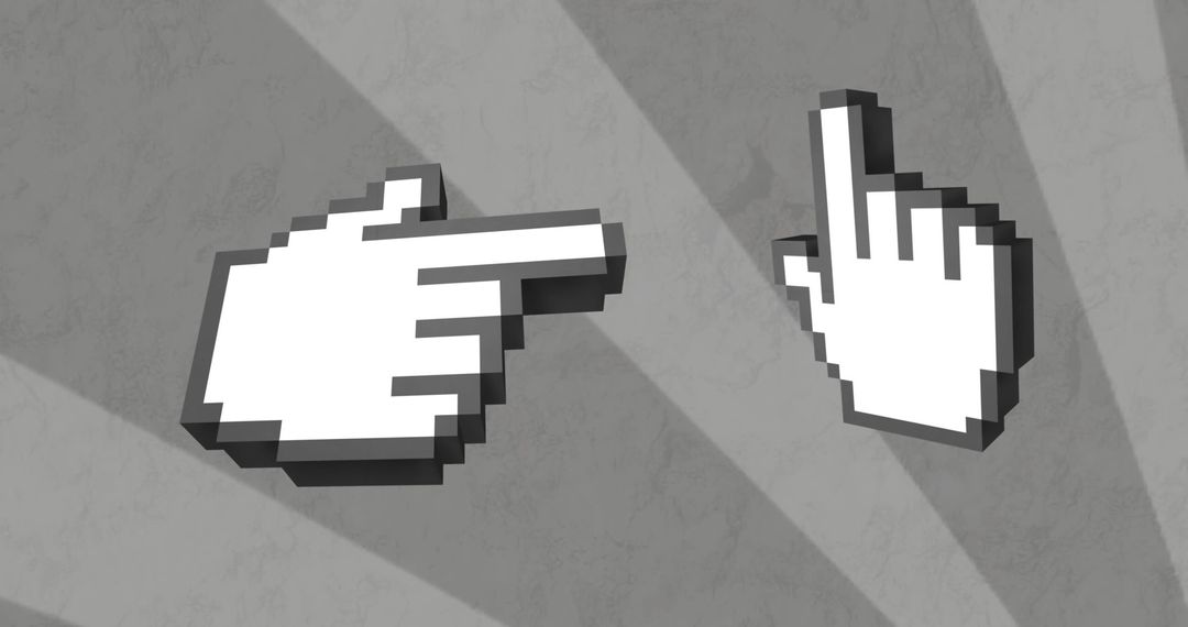 Digital Pixelated Hands on Hypnotic Grey Stripes Background