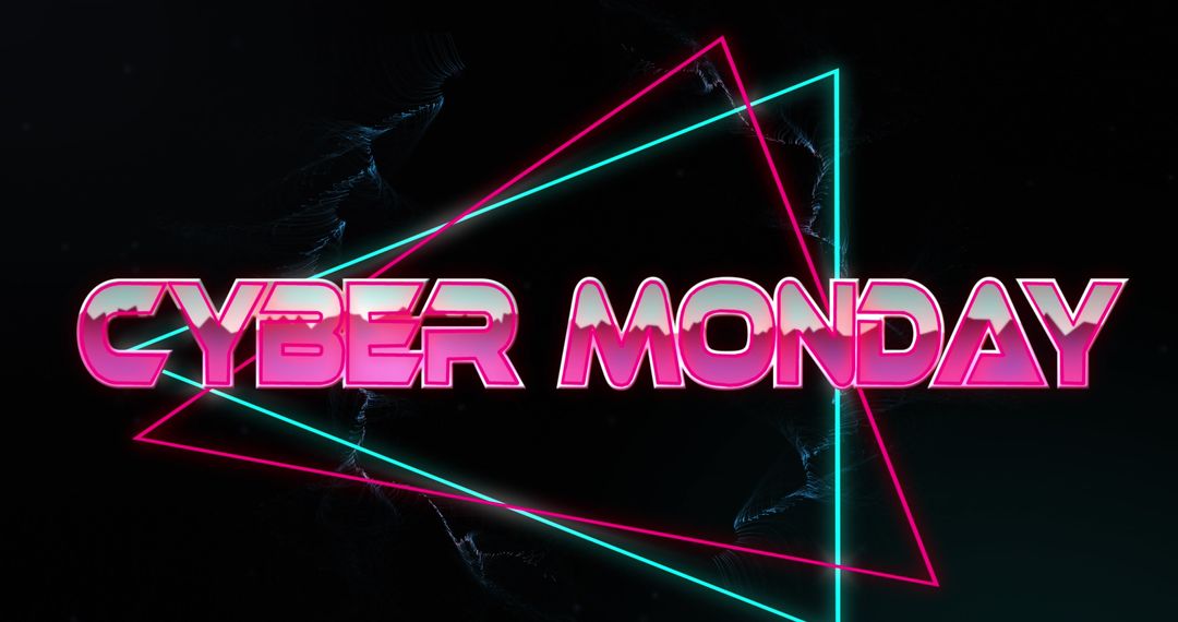 Cyber Monday Neon Text with Geometric Elements