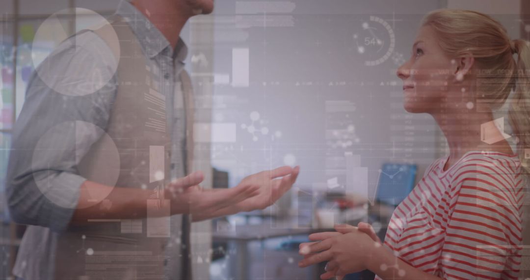 Colleagues Engaging with Augmented Reality Data Interface in Office