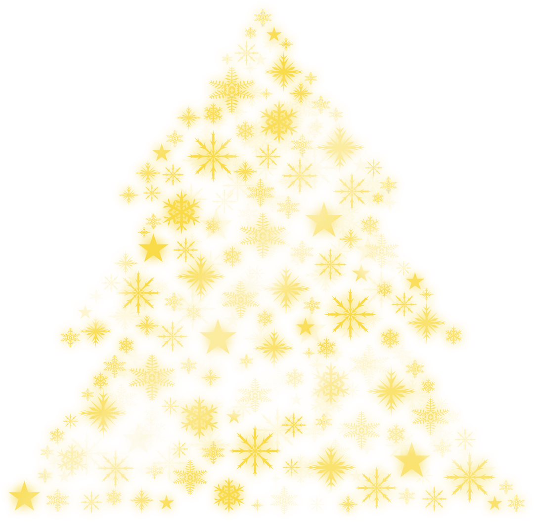 Transparent Abstract Christmas Tree Design with Golden Glow