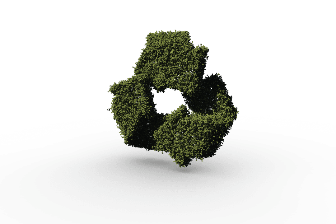 Eco-Friendly Recycling Symbol Formed by Green Leaves in Transparent Background