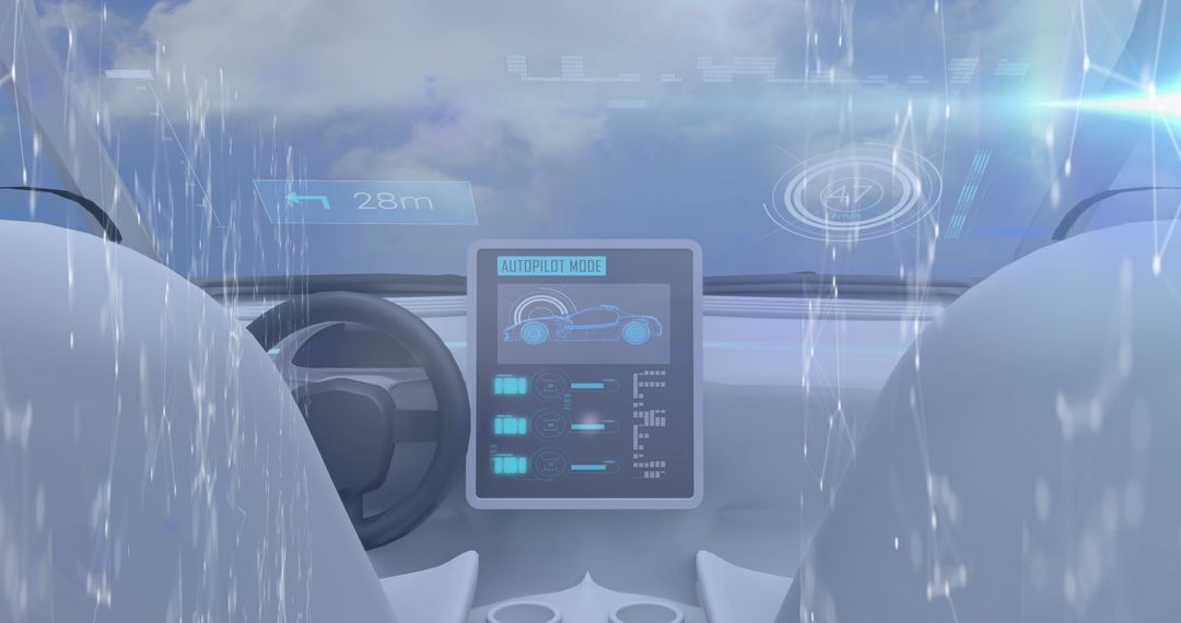 Futuristic Self-Driving Car with Digital Interface Technology