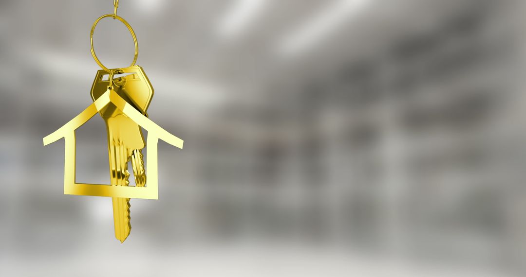 Elegant House-shaped Gold Keychain with Hanging Keys