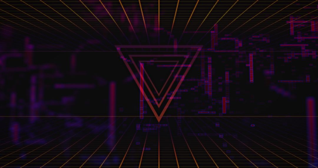 Futuristic data processing interface with triangular graphic