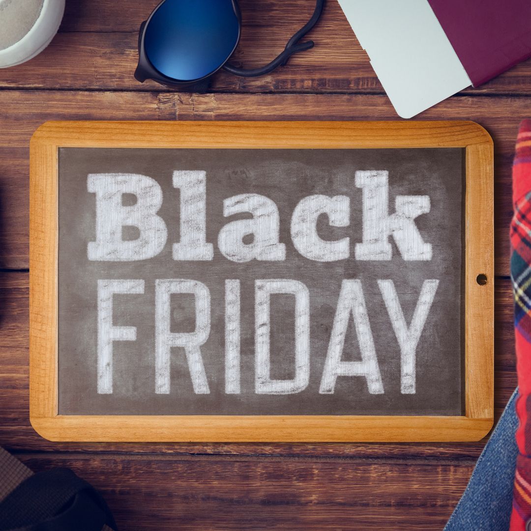 Black Friday Chalkboard Flat Lay Signaling Seasonal Discounts