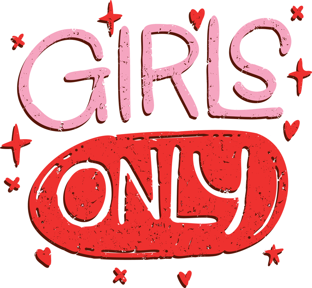 Girls Only Text Illustration on Transparent Background