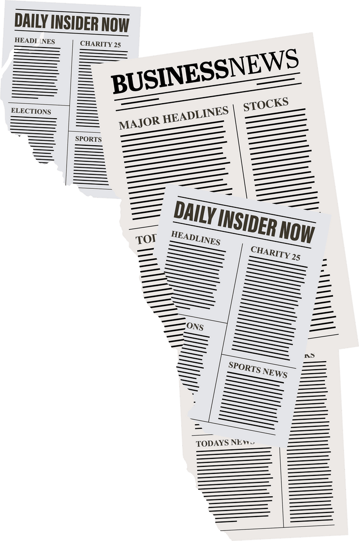 Transparent Layered Newspapers with Torn Edges in Vintage Design