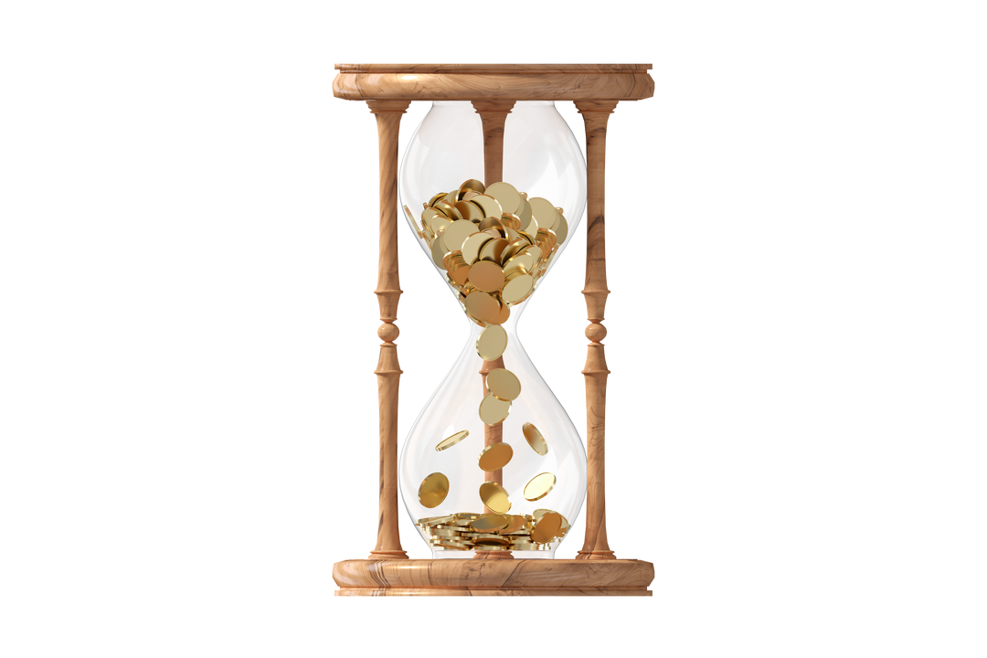 Transparent Wooden Hourglass with Flowing Gold Coins - Download Free Stock Images Pikwizard.com