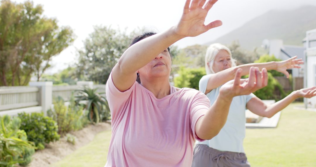 Two Senior Women Practicing Tai Chi Outdoors - Free Images, Stock Photos and Pictures on Pikwizard.com