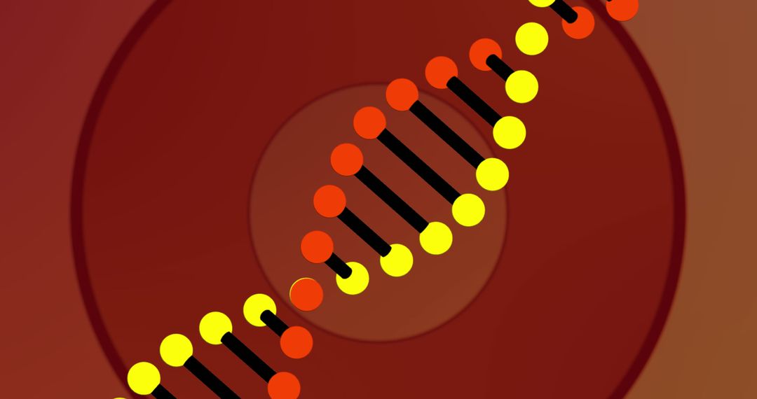 Colorful DNA Strand on Abstract Red Background