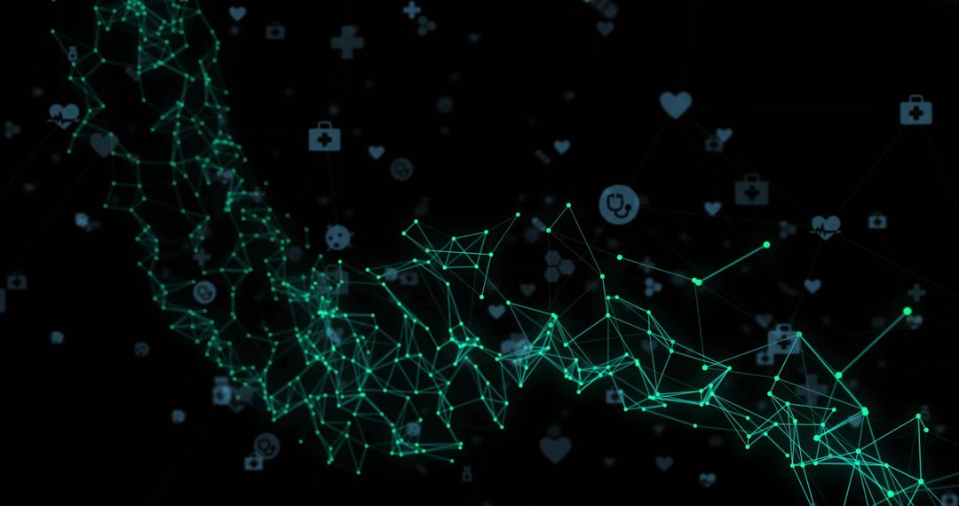 Glowing Green Network in Virtual Medical Space Concept
