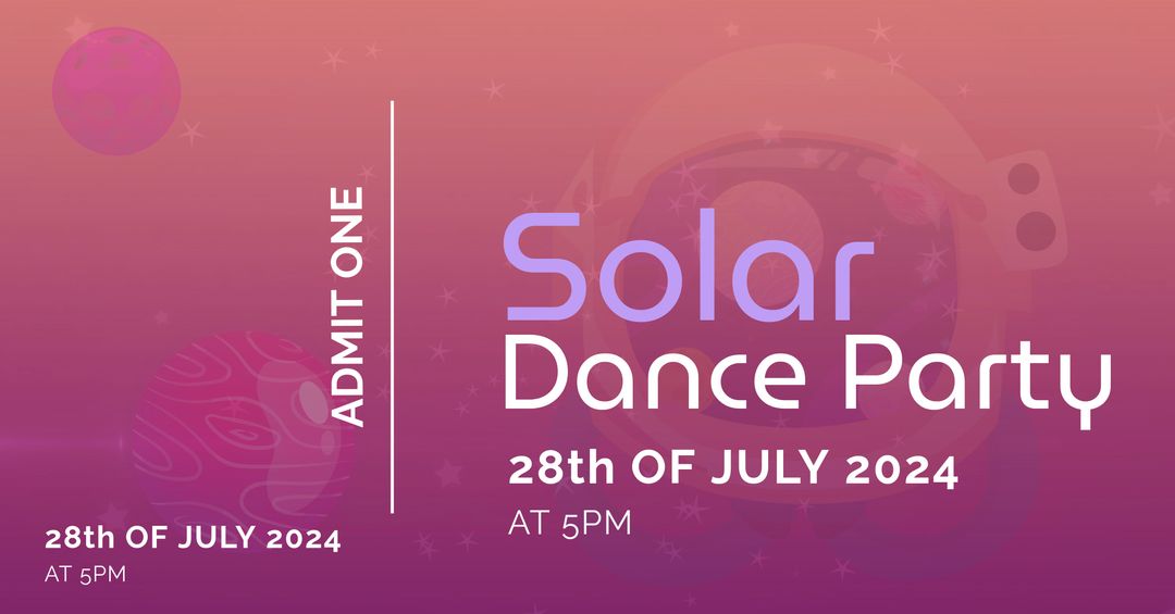 Solar Dance Party Ticket with Planetary Theme on Purple Background - Download Free Stock Templates Pikwizard.com