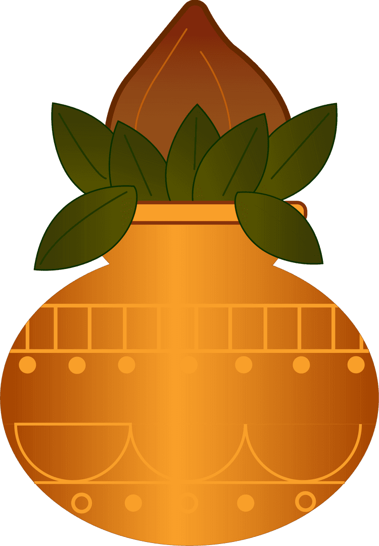 Traditional Kalash with Transparent Background and Ornamental Design