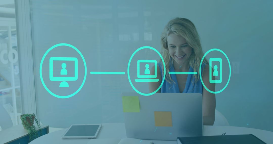 Woman Working with Flowchart Displayed on Laptop