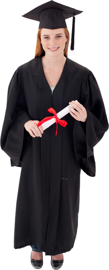 Smiling Teenage Girl Holding Diploma in Graduation Robe, Transparent Background - Download Free Stock Images Pikwizard.com