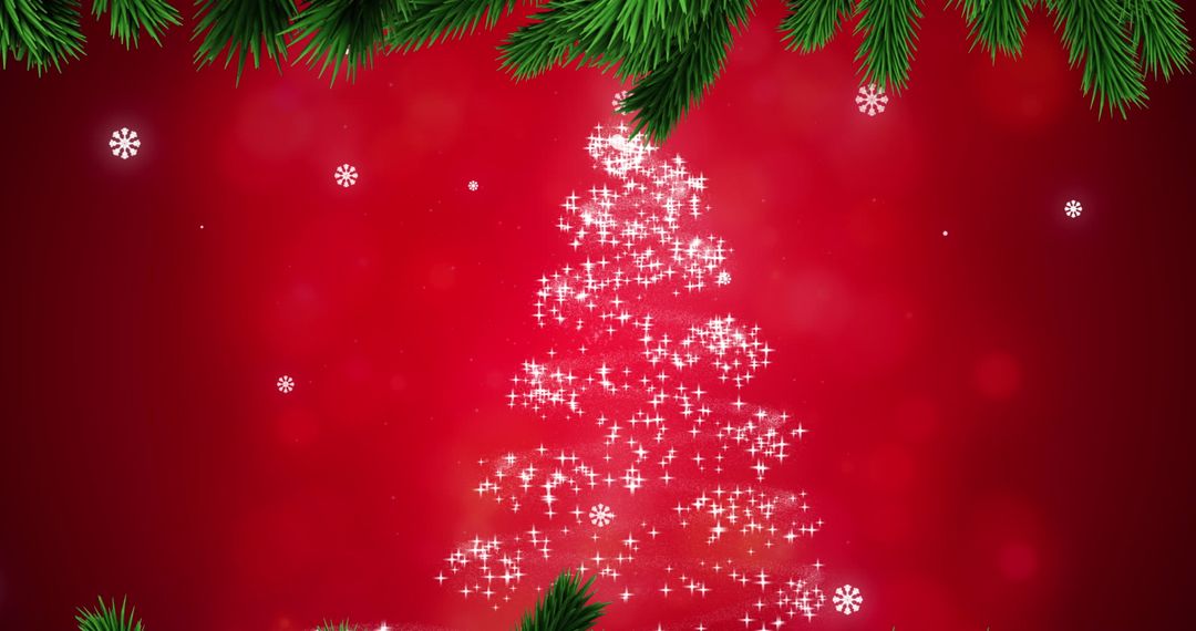 Glittering Christmas Tree with Pine Branches Background