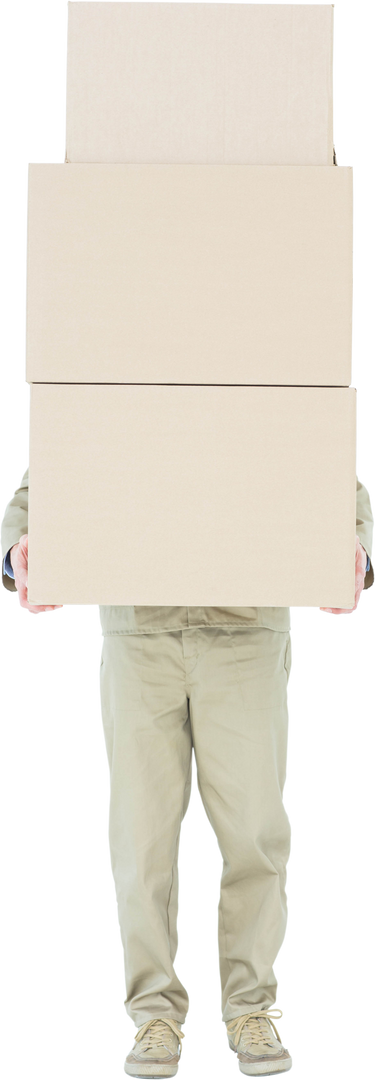 Transparent Delivery Worker Carrying Tall Stack of Boxes - Download Free Stock Images Pikwizard.com