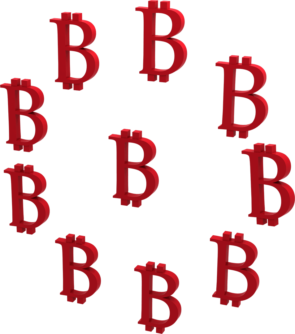 Transparent Bitcoin Symbols Circular Pattern Digital Artwork