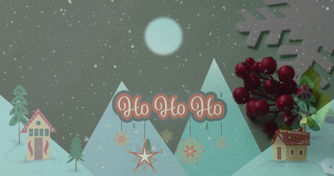 Christmas Cheer Snowy Village Illustration with Delicate Accents