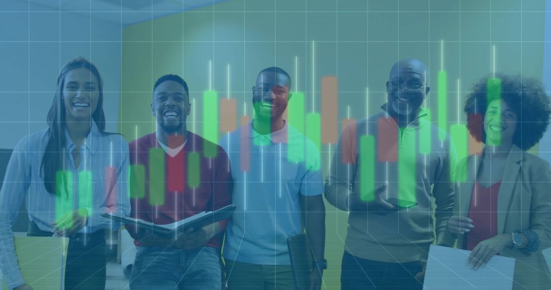 Diverse Team Collaborating with Innovative Business Analytics