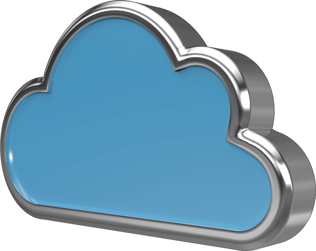Metallic Edged Blue Cloud Icon Illustrating Transparent Cloud Technology