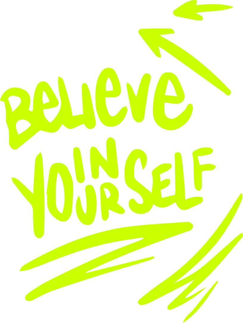 Neon Green Inspirational Text on Transparent Background