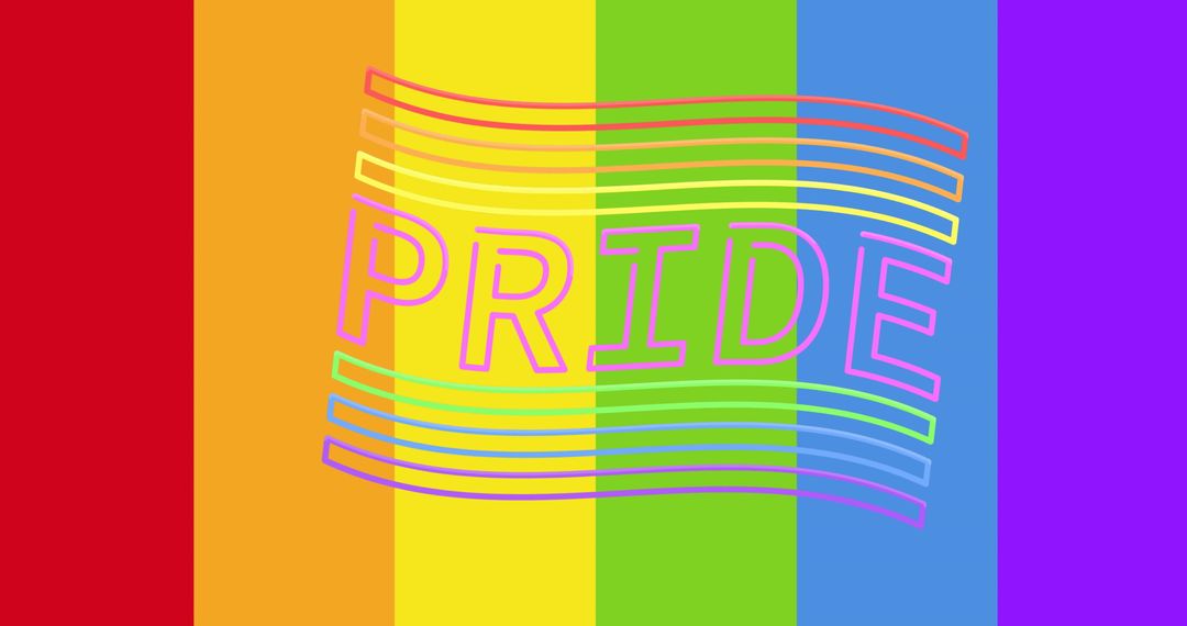 Vibrant Pride Text on Rainbow Stripes Promoting Equality
