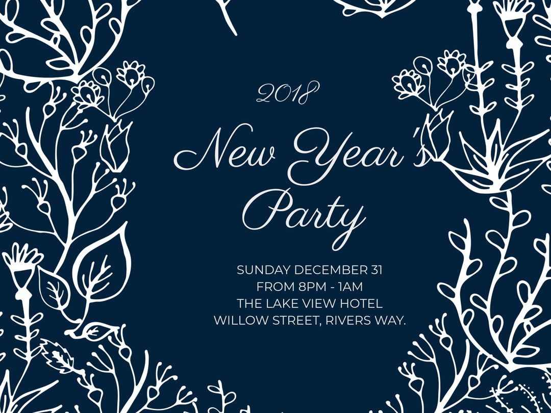 Sophisticated New Year Party Invitation Elegant Floral Design