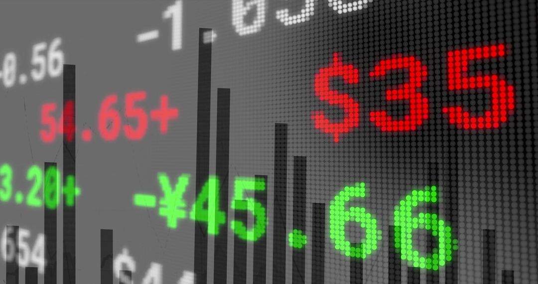 Real-Time Stock Market Data with Red and Green Numerical Values