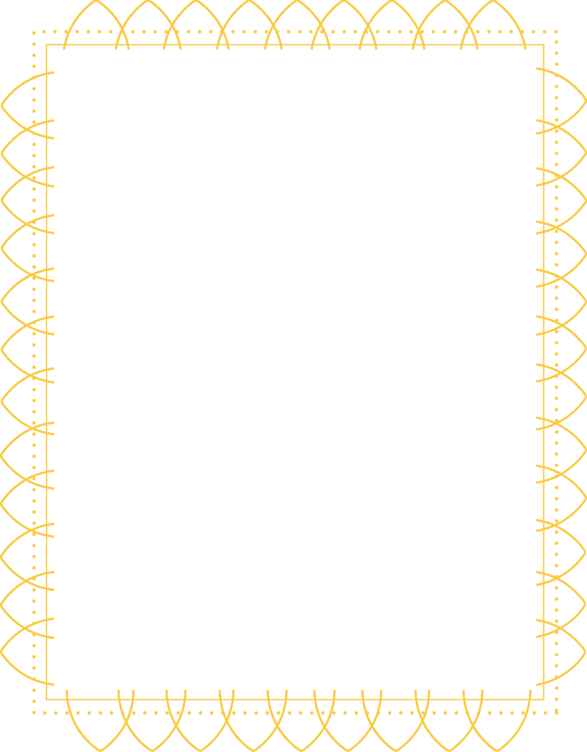 Vintage Gold Frame with Arch Motifs on Transparent Background