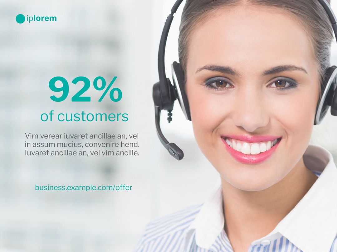 Smiling Woman with Headset Representing Excellent Service Support - Download Free Stock Templates Pikwizard.com