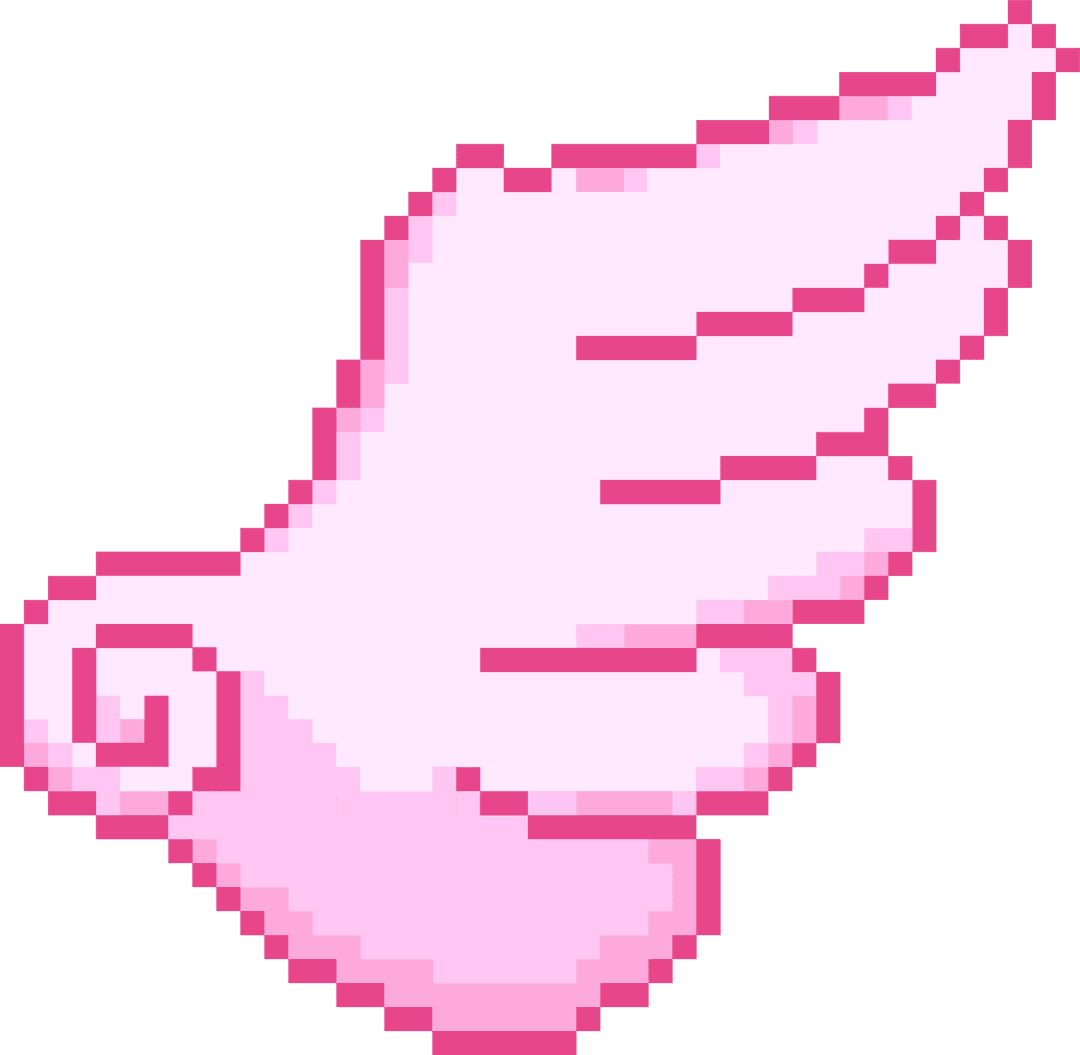 Pixel Art Pink Wing on Transparent Background with Shading