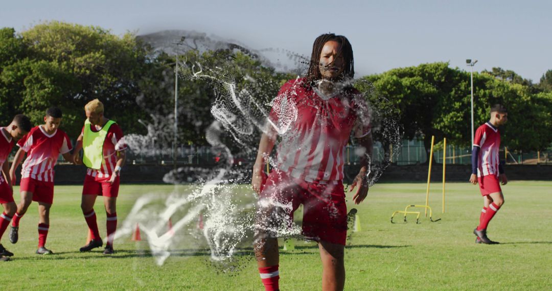 Athletes Practicing Soccer Skills on Varied Terrain