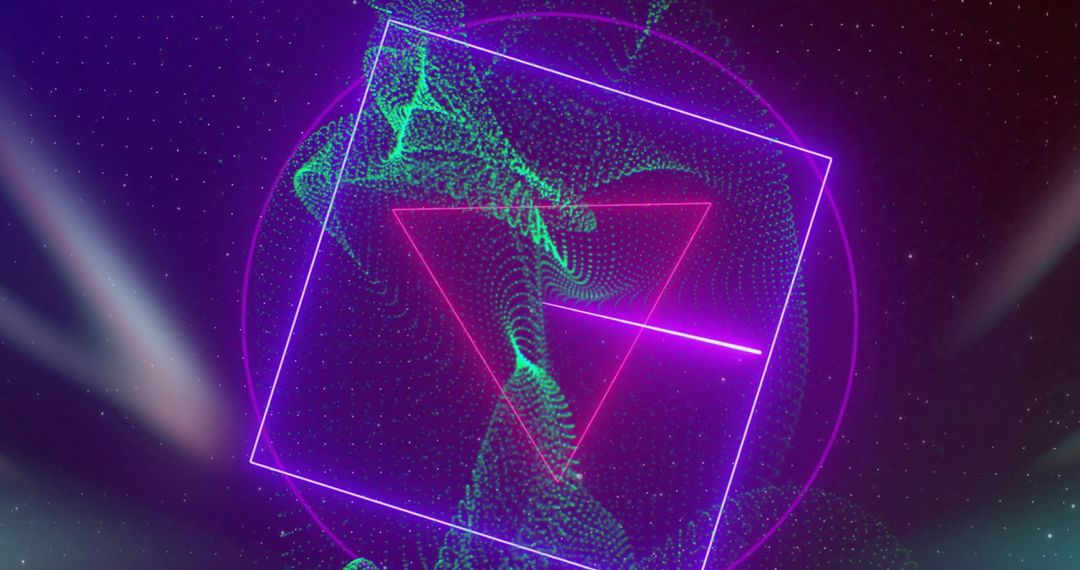 Futuristic Neon Shapes with Glowing Triangle