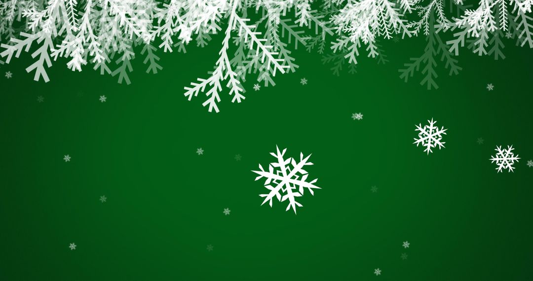 Festive Christmas Background with Snowflakes and White Leaves