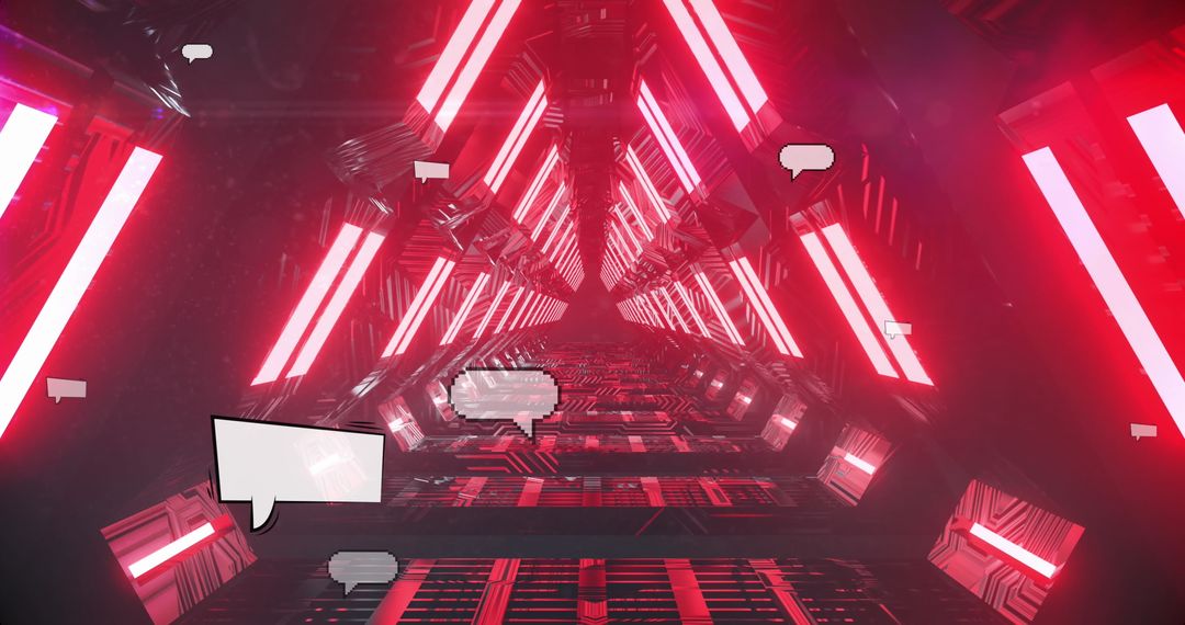 Futuristic Cyber Tunnel with Digital Icons