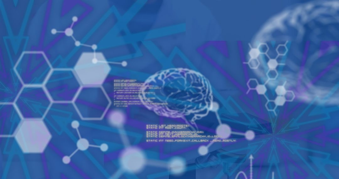 Female Scientist Analyzing Digital Data and Artificial Brain