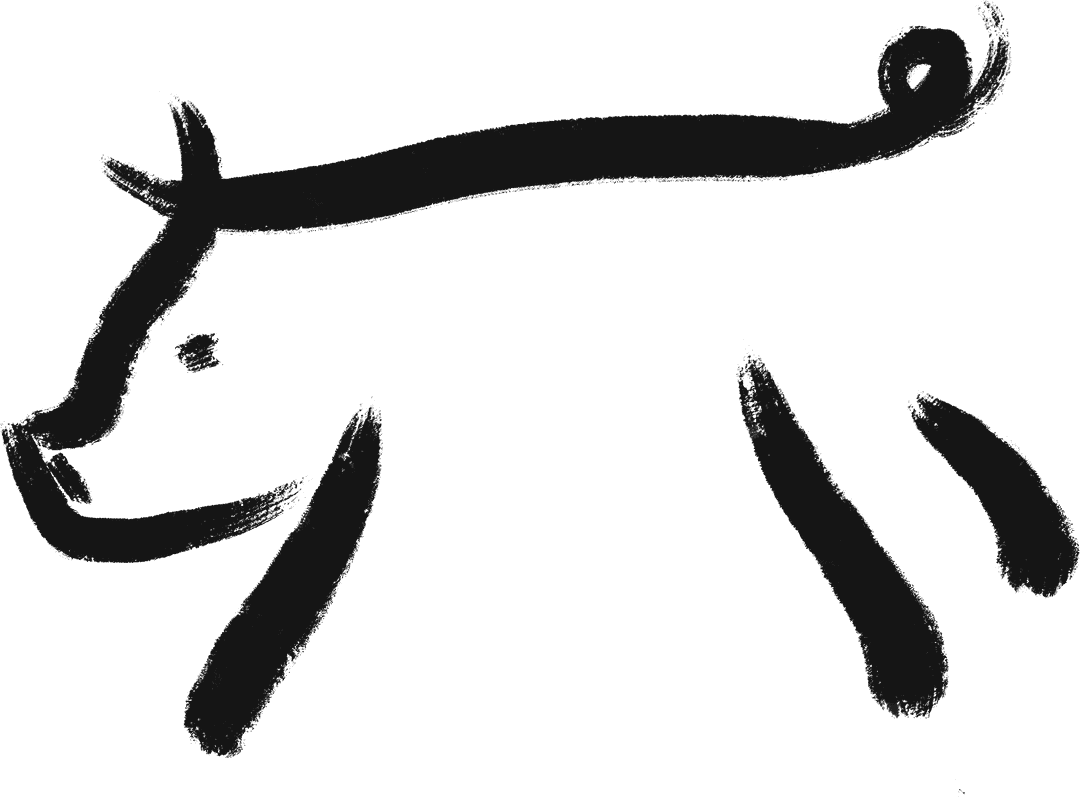 Abstract Pig Illustration on Transparent Background