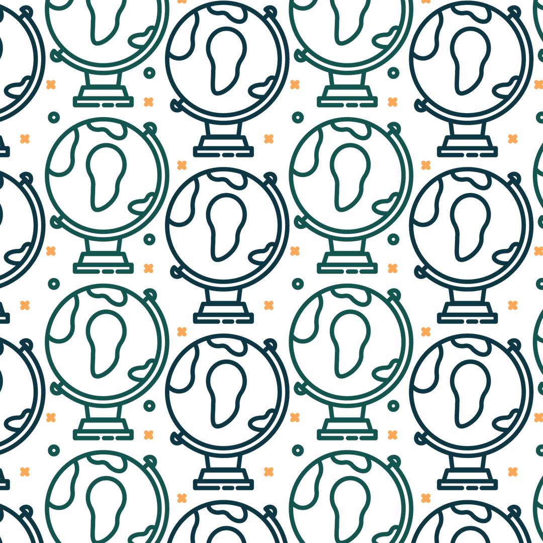 Seamless Black and Green Globe Pattern on Transparent Background