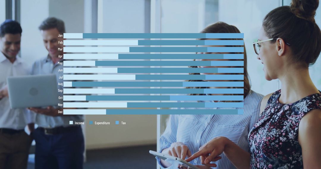 Diverse Team Analyzing Financial Data with Digital Technology