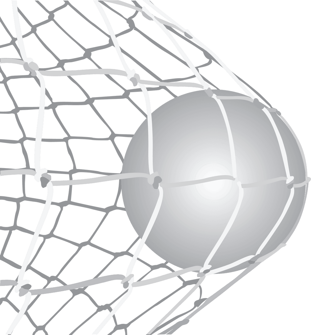 Transparent Vector Ball Scoring in Goal Net Digital Illustration