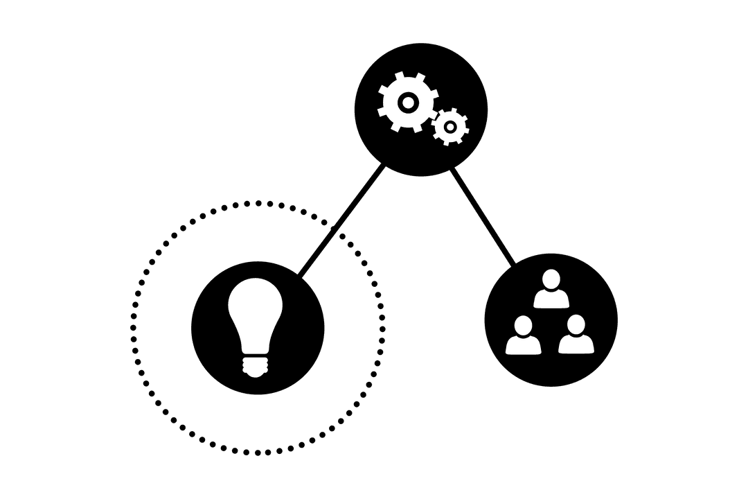 Transparent Illustration Network of Icons Representing Productivity Concepts