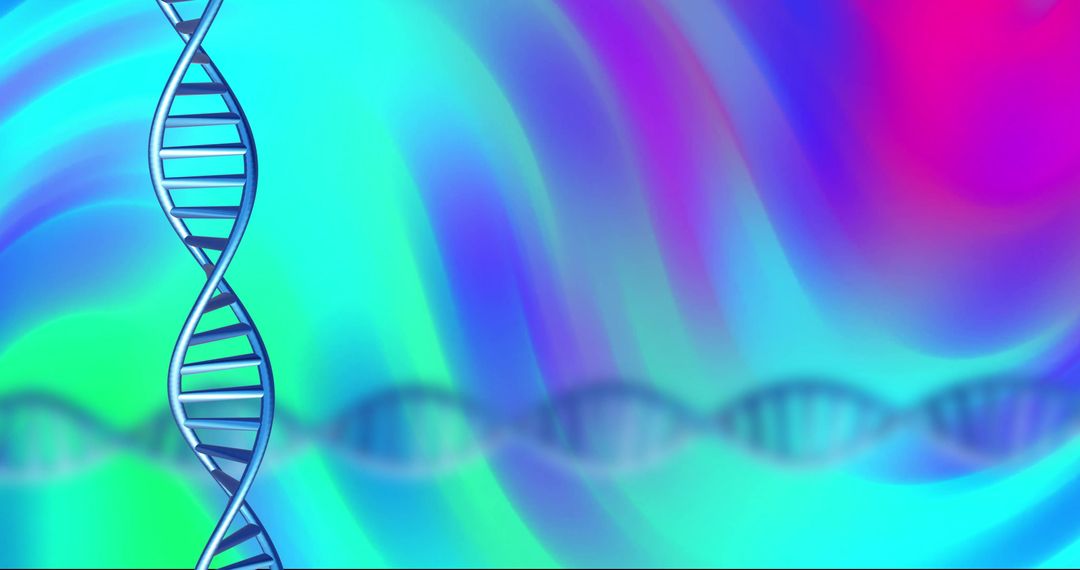 DNA Strands Over Vibrant Abstract Background Reflecting Biotechnology Theme