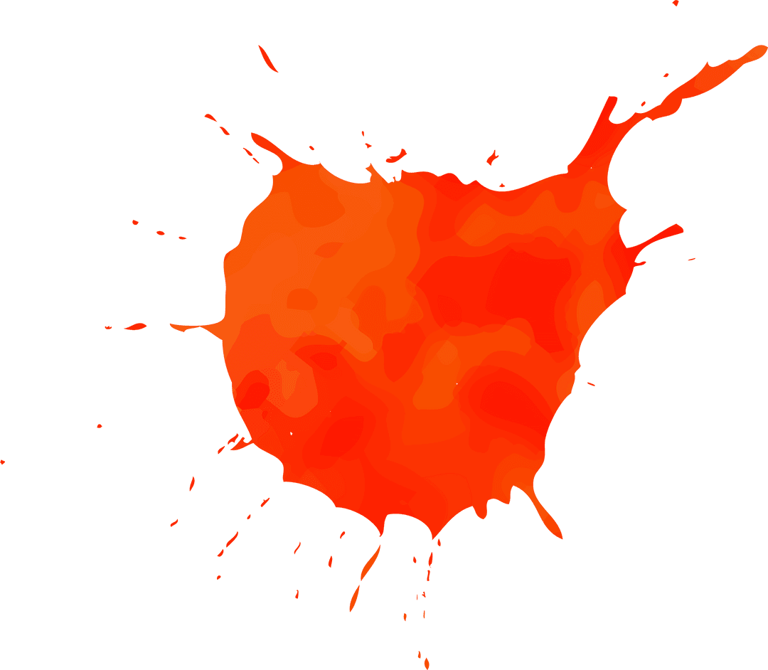 Dynamic Orange-Red Paint Splatter with Transparent Background