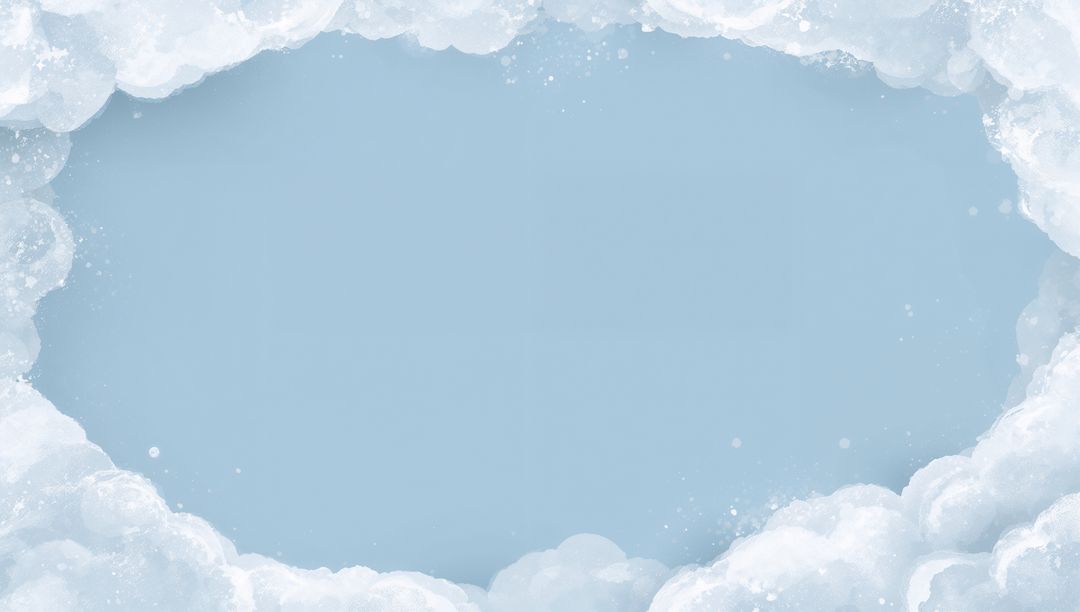 Soft watercolor cloud framing pale blue sky with sparkling vignette and negative space
