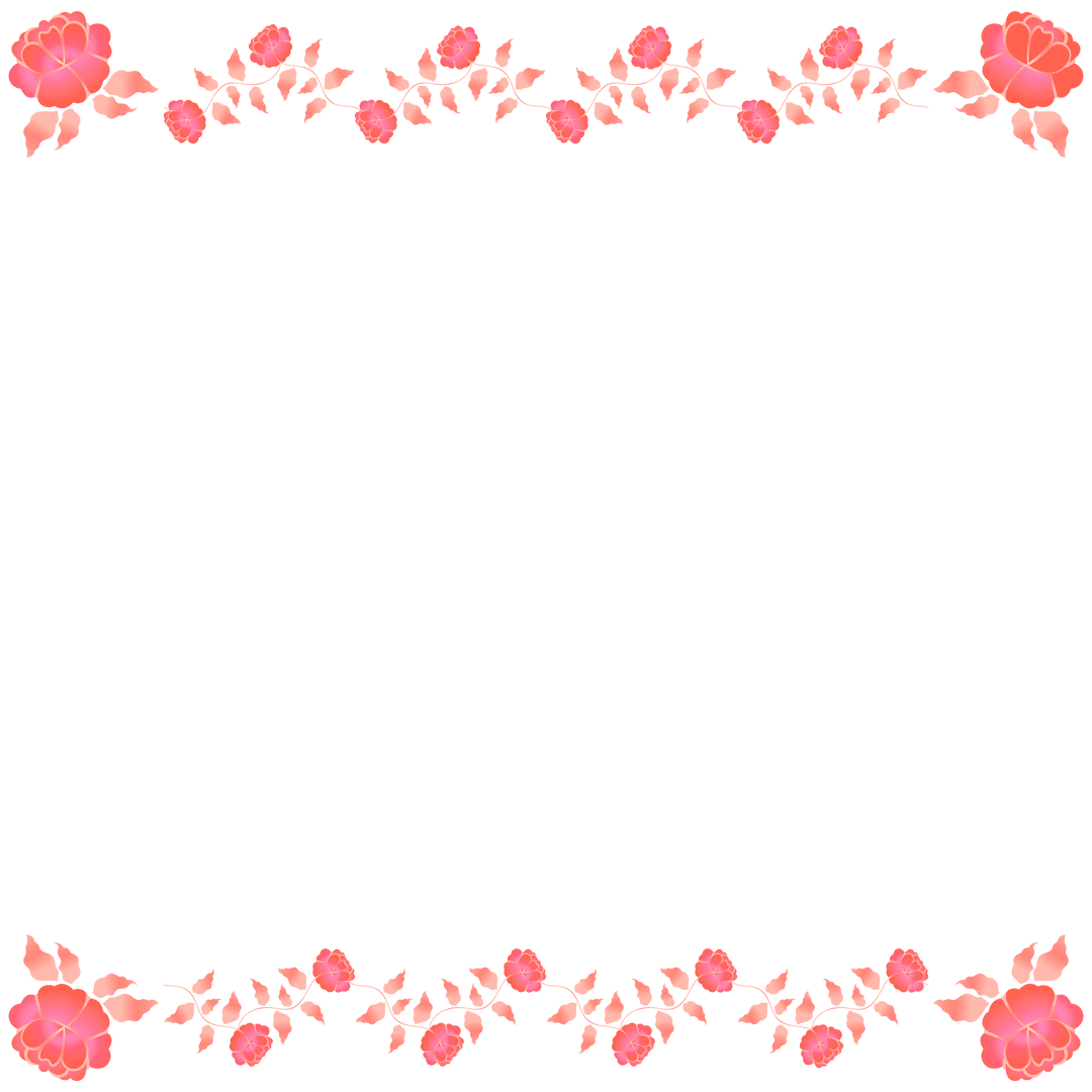 Elegant Floral Border with Pink Coral Blossoms on Transparent Layer