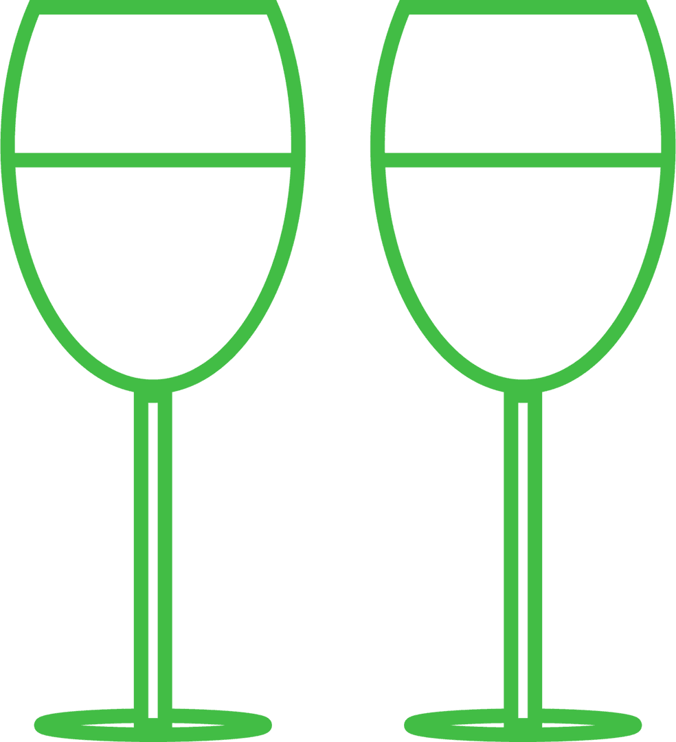 Green Wine Glasses on Transparent Background for Celebrations