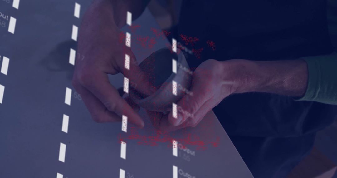 Hands with Smartphone Projecting Code on Ambient Surface
